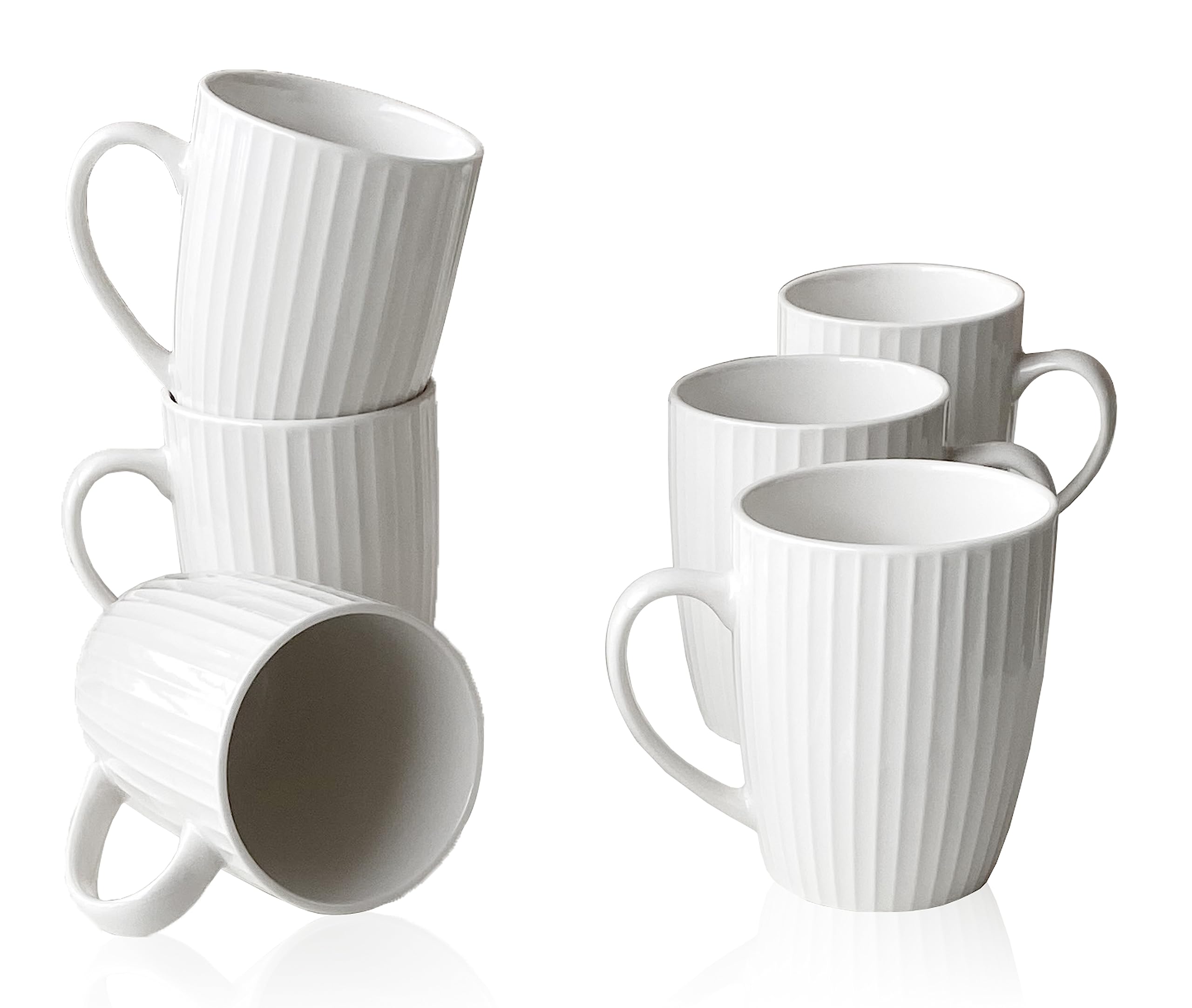 MIWARE 11 Ounce Porcelain Mugs, Set of 6 Coffee Mugs for Tea, Milk